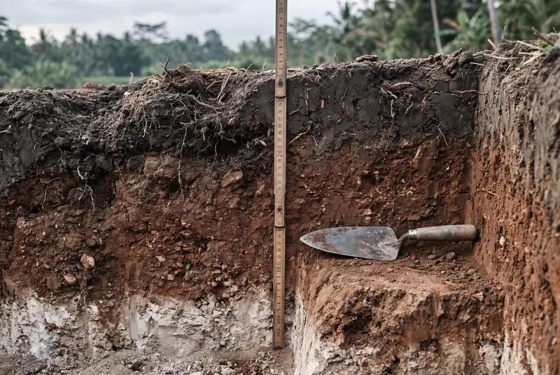 Soil profile comparison of dark paddy clay, volcanic soil and white limestone in Bali